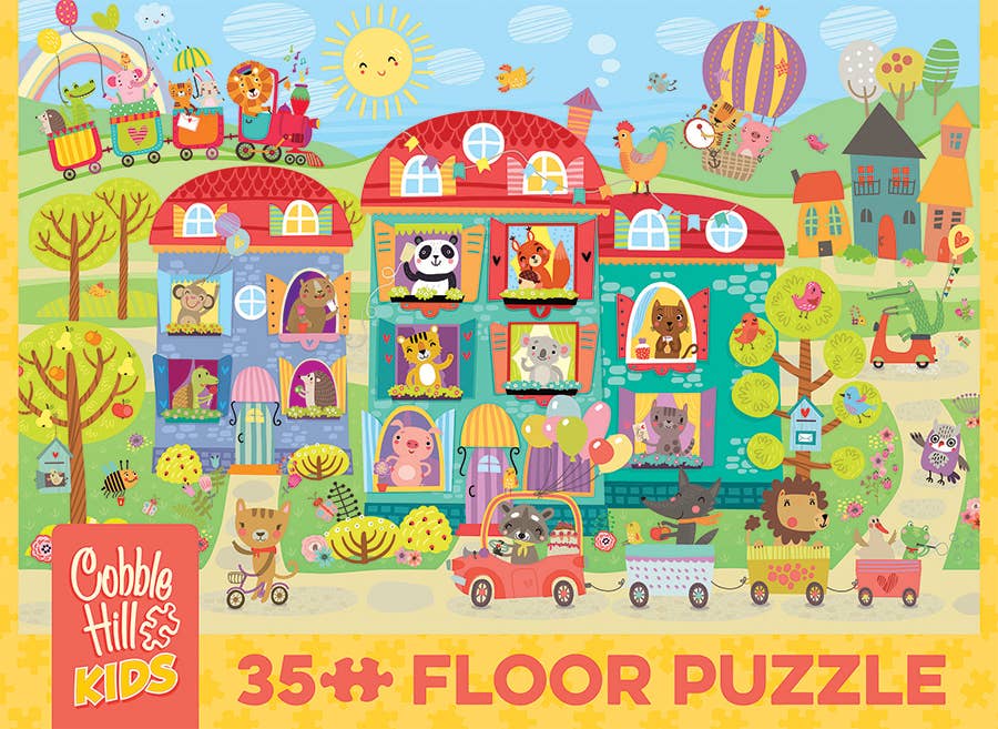 Outset Games and Cobble Hill Puzzles - Friendly Neighbors (35pc) Floor Puzzle - Ages 3+