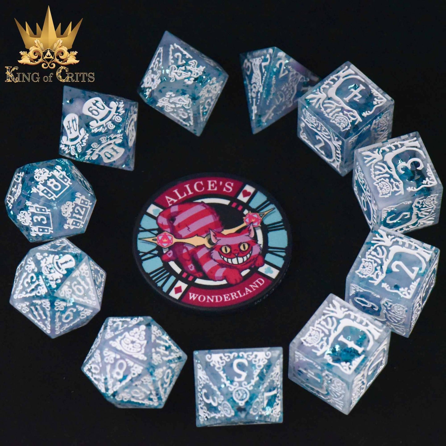 DNDDICE.COM - Alice's Wonderland 11 Dice Set with Gift Box (Sharp Edge)
