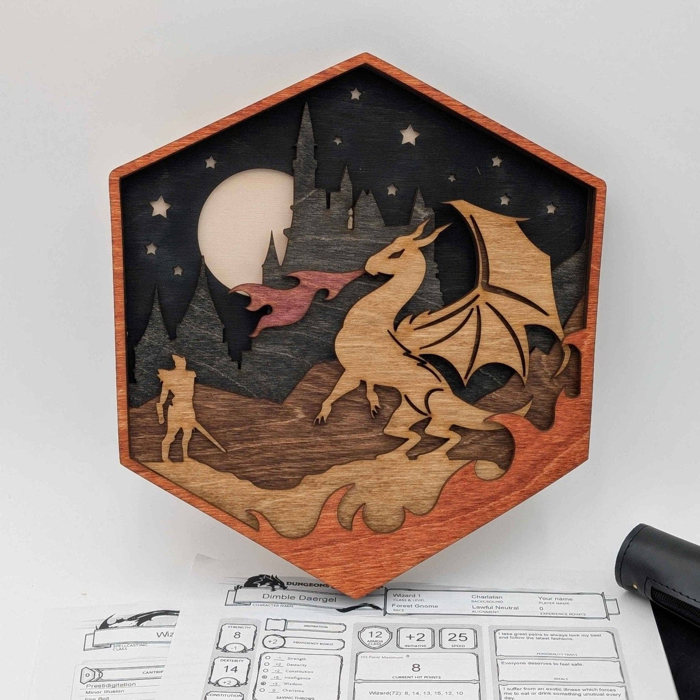 EBONWOOD - Dragon's Tale: D20 Wooden Wall Art