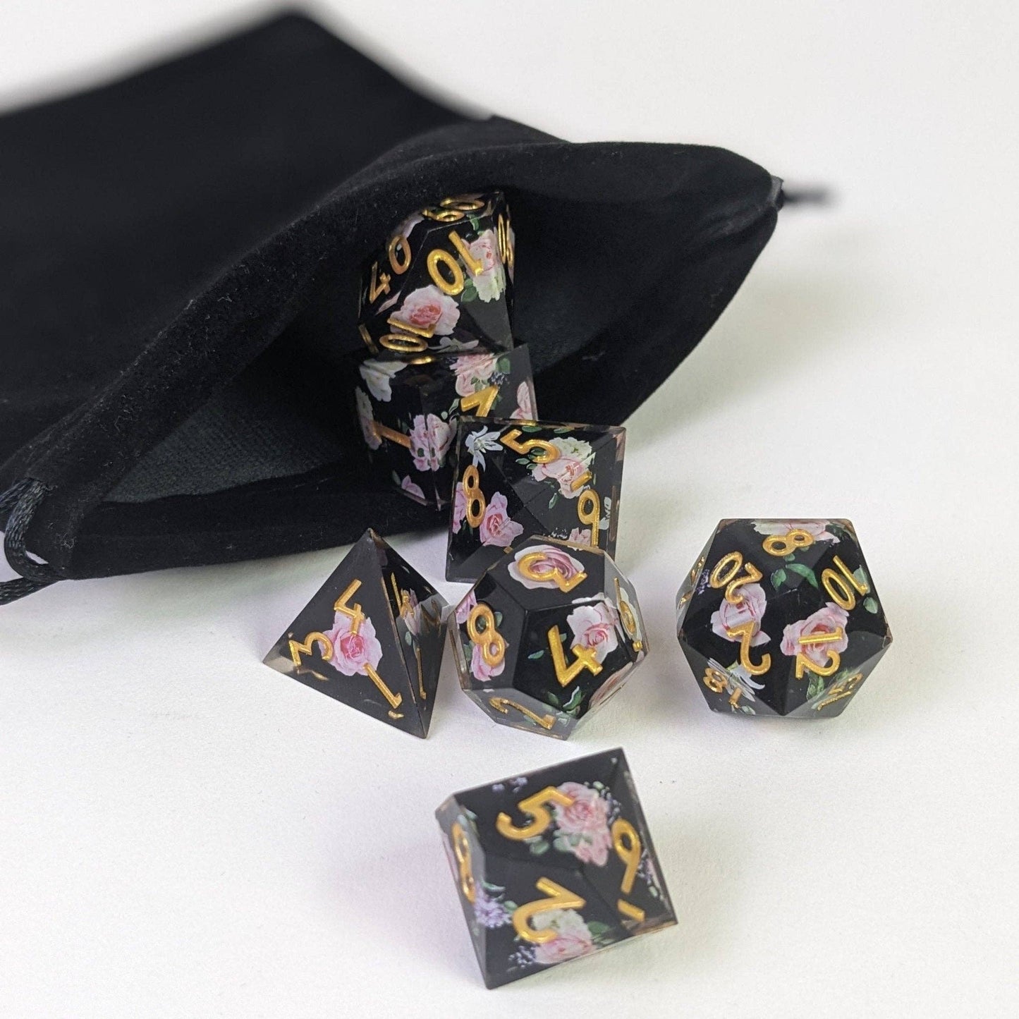 EBONWOOD - Knights Rose - 7 Piece Luxury DnD Dice Set