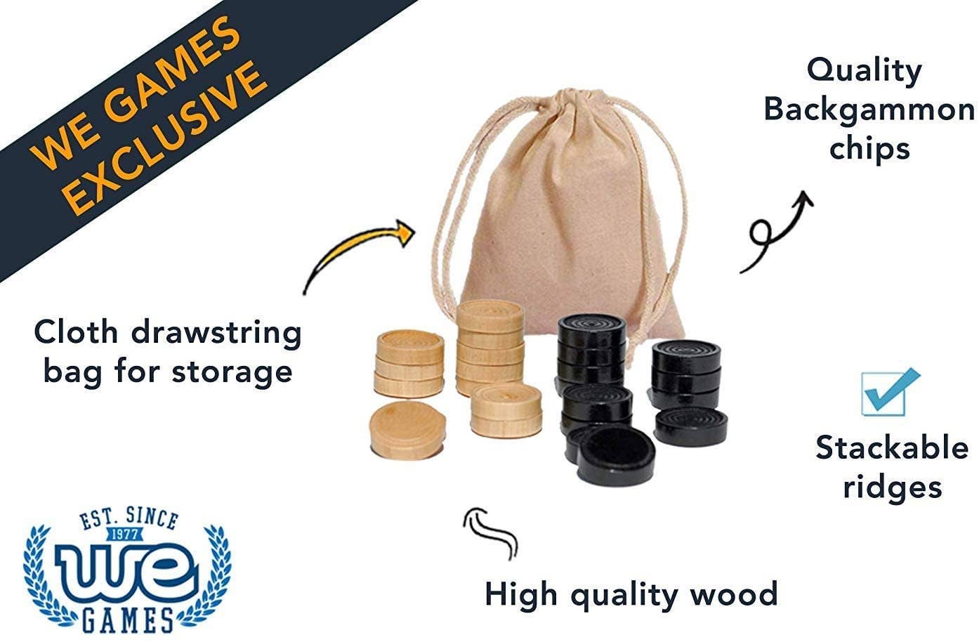Checkers Pieces in Black and Natural Wood - 1.5 in. diameter