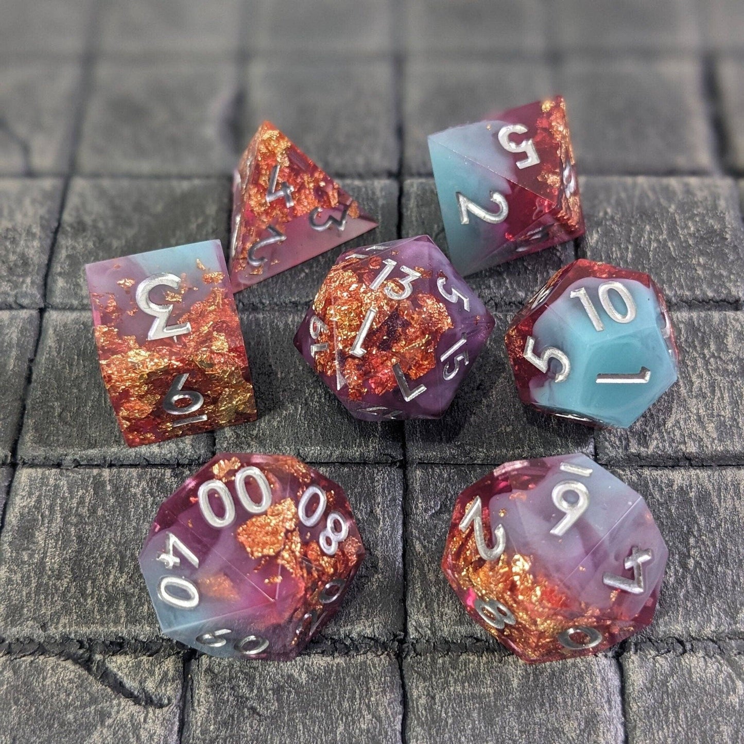 EBONWOOD - Celestial Frostglass 7-Piece Polyhedral Dice Set