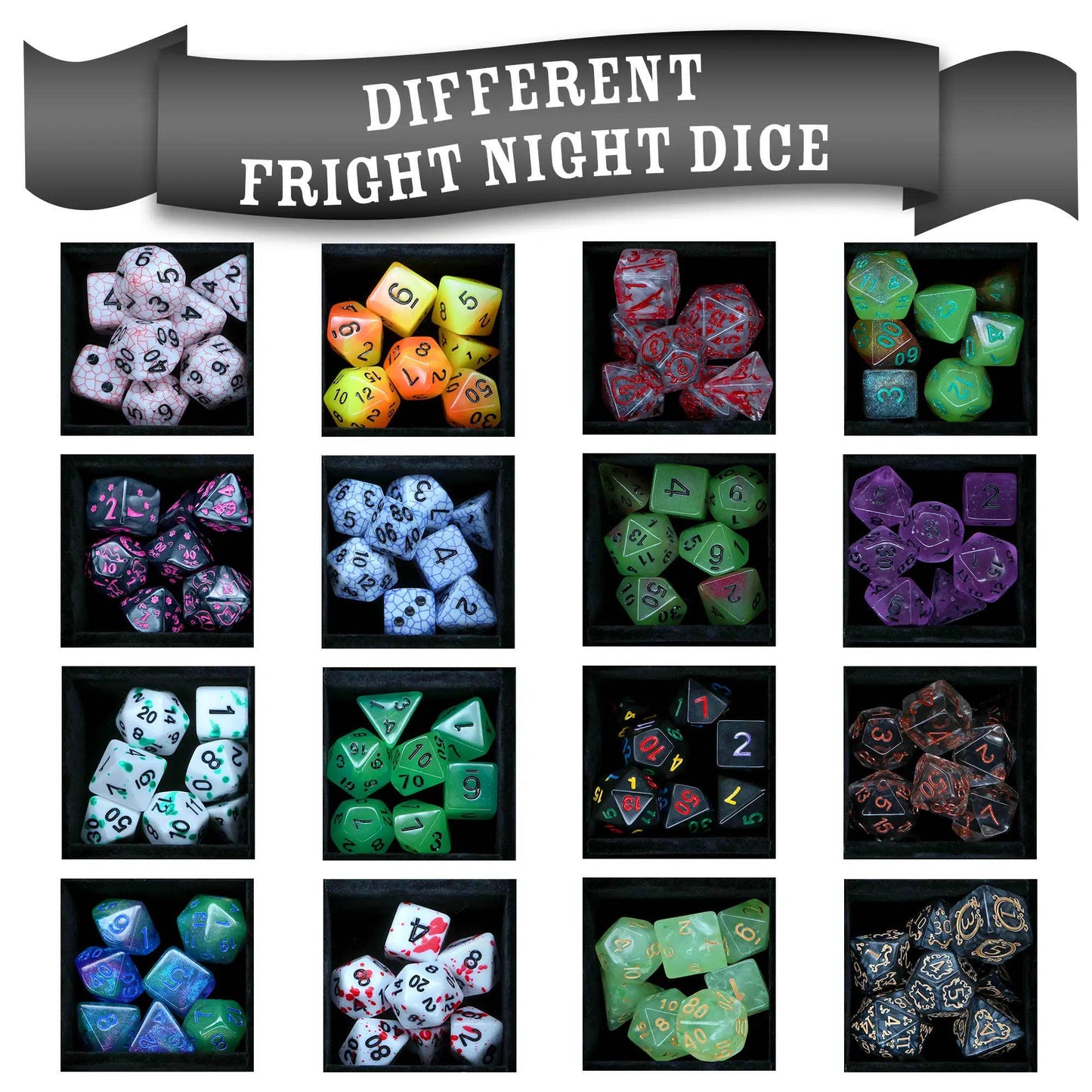 1985 Games - Fright Night Mystery Dice – Spooky dice, pins and stickers!