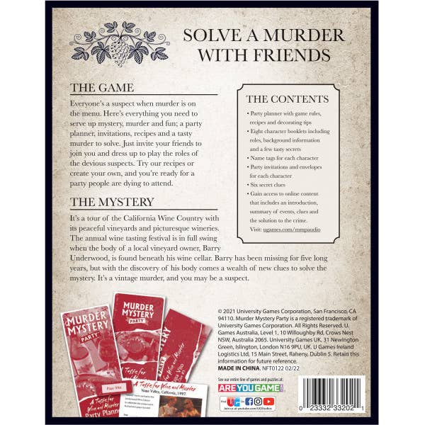 A Taste for Wine and Murder-Murder Mystery Party