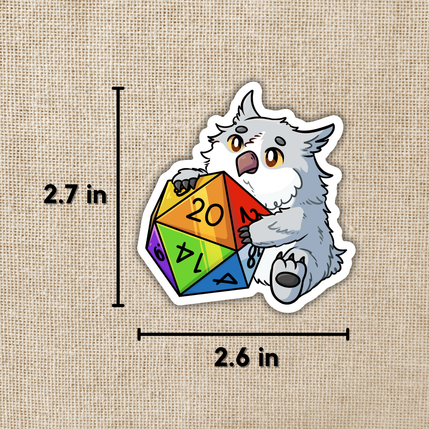 Owlbear with Rainbow D20 Sticker