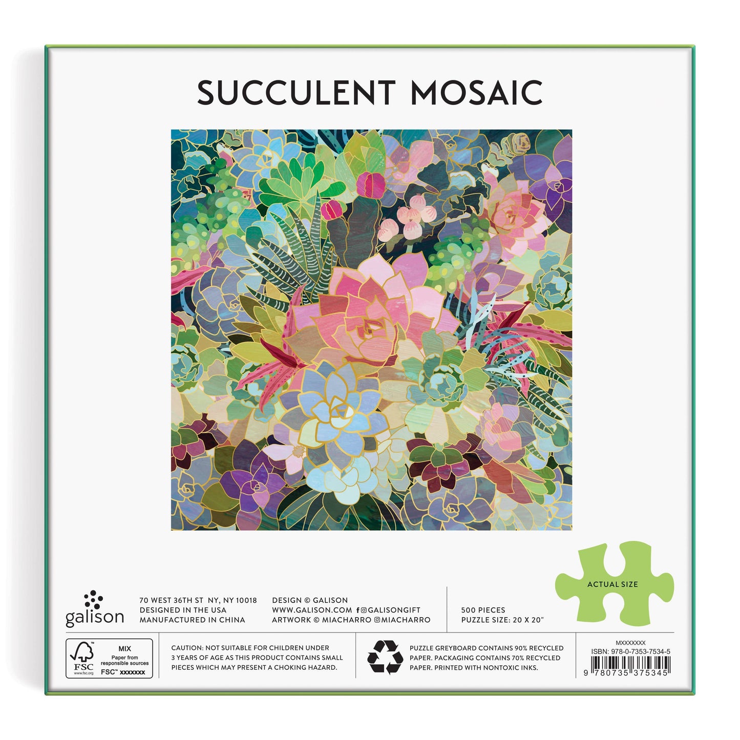 Chronicle Books - Succulent Mosaic 500 Piece Foil Puzzle