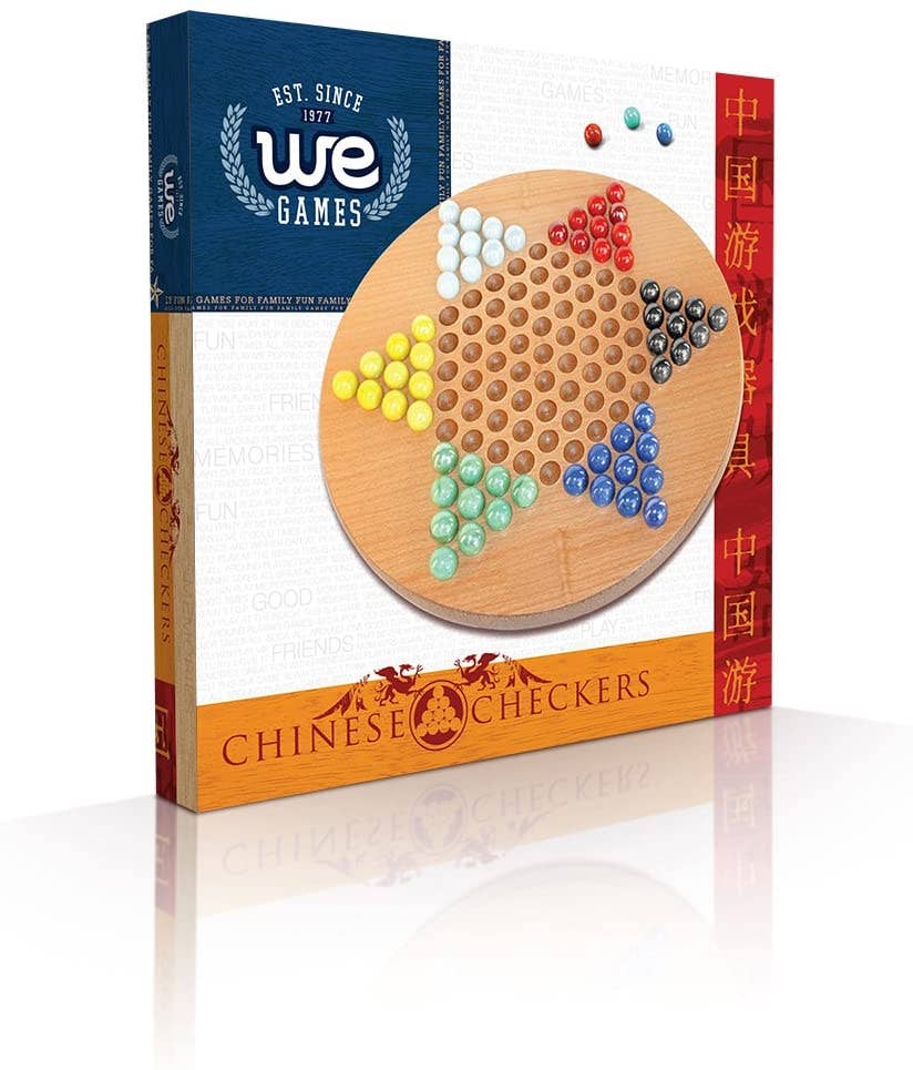 Wood Expressions - Wood Chinese Checkers Set with Glass Marbles - 11.5 Inch
