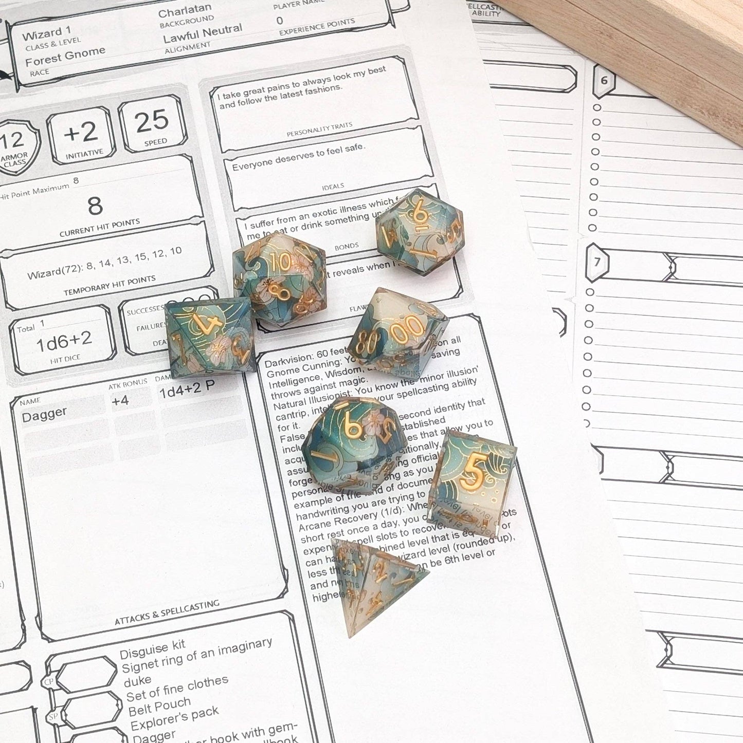 EBONWOOD - Tidal Focus - 7 Piece Luxury D&D Dice Set