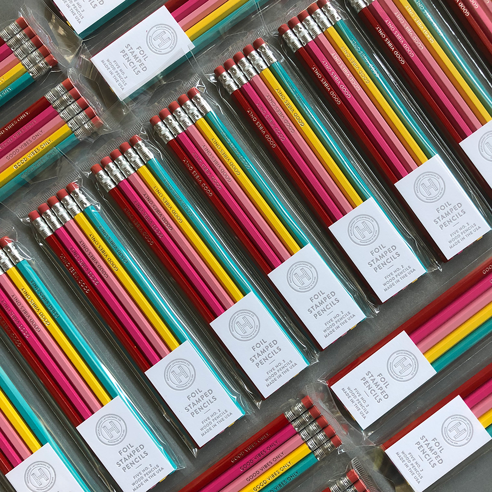Huckleberry Letterpress - Custom Foil Stamped Pencils - Loose Pencils