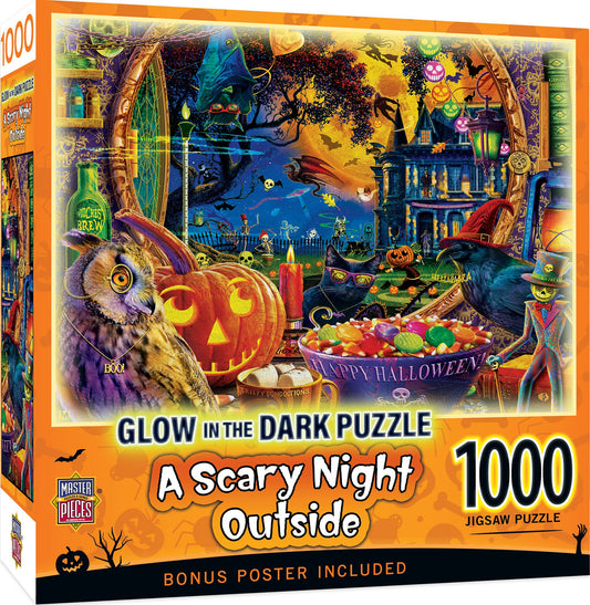 Masterpieces Puzzles - Glow in the Dark - A Scary Night Outside 1000 Piece Puzzle