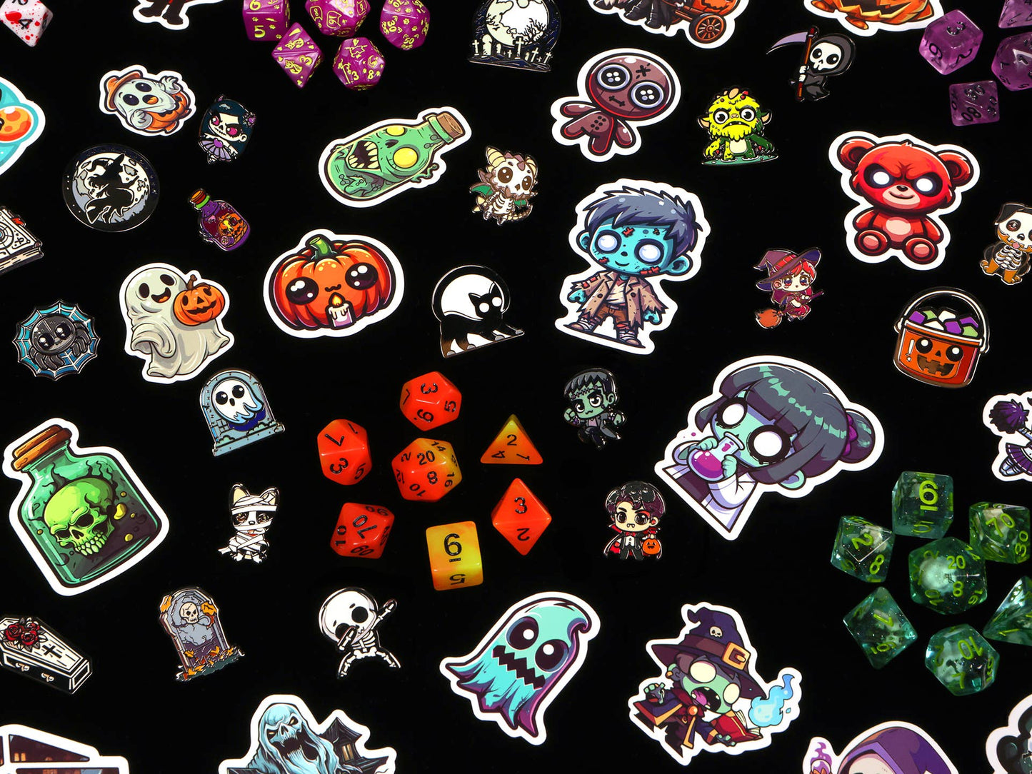 1985 Games - Fright Night Mystery Dice – Spooky dice, pins and stickers!