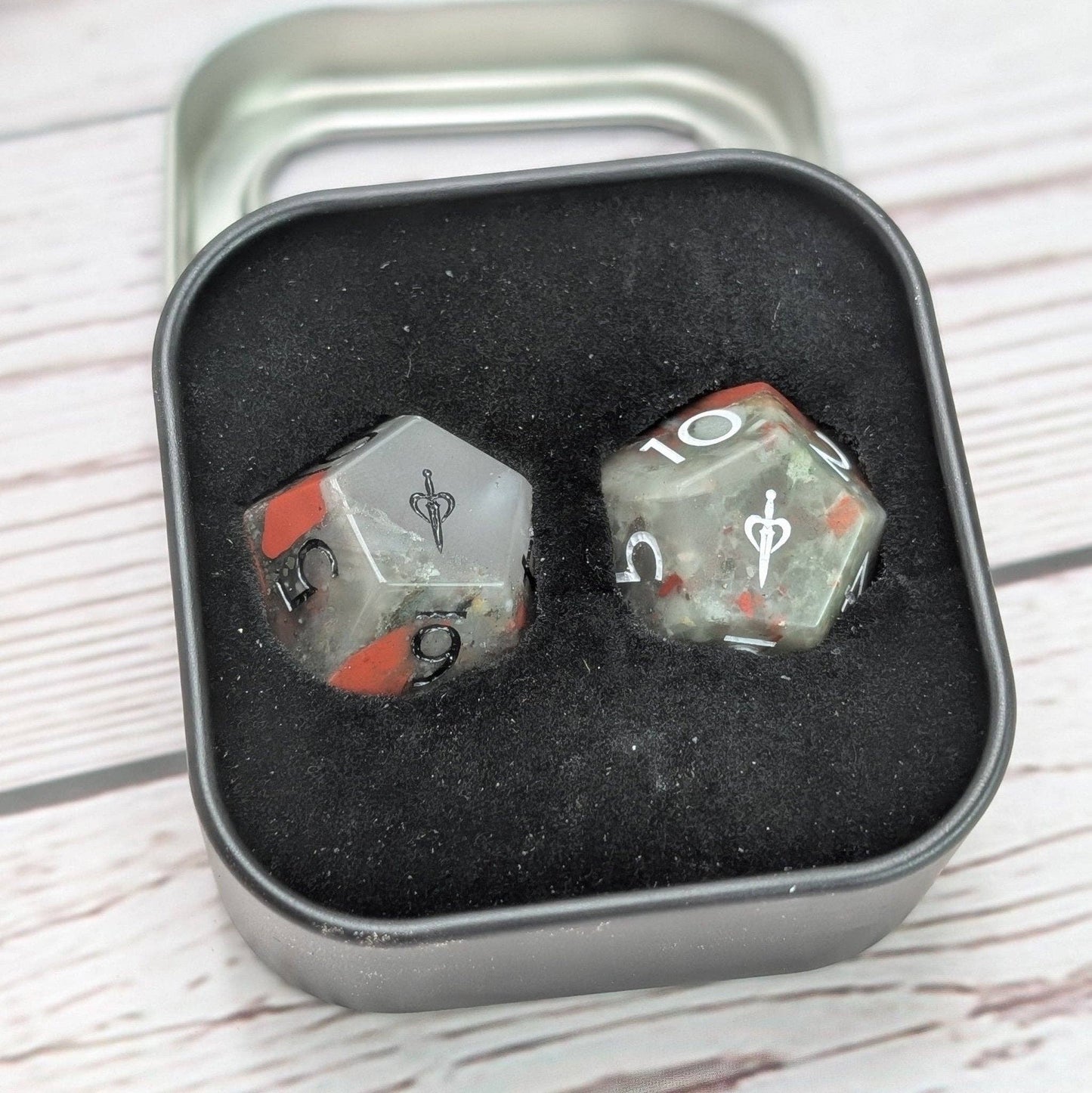 EBONWOOD - Blood Stone - 2pc Gemstone Duality Dice for Daggerheart