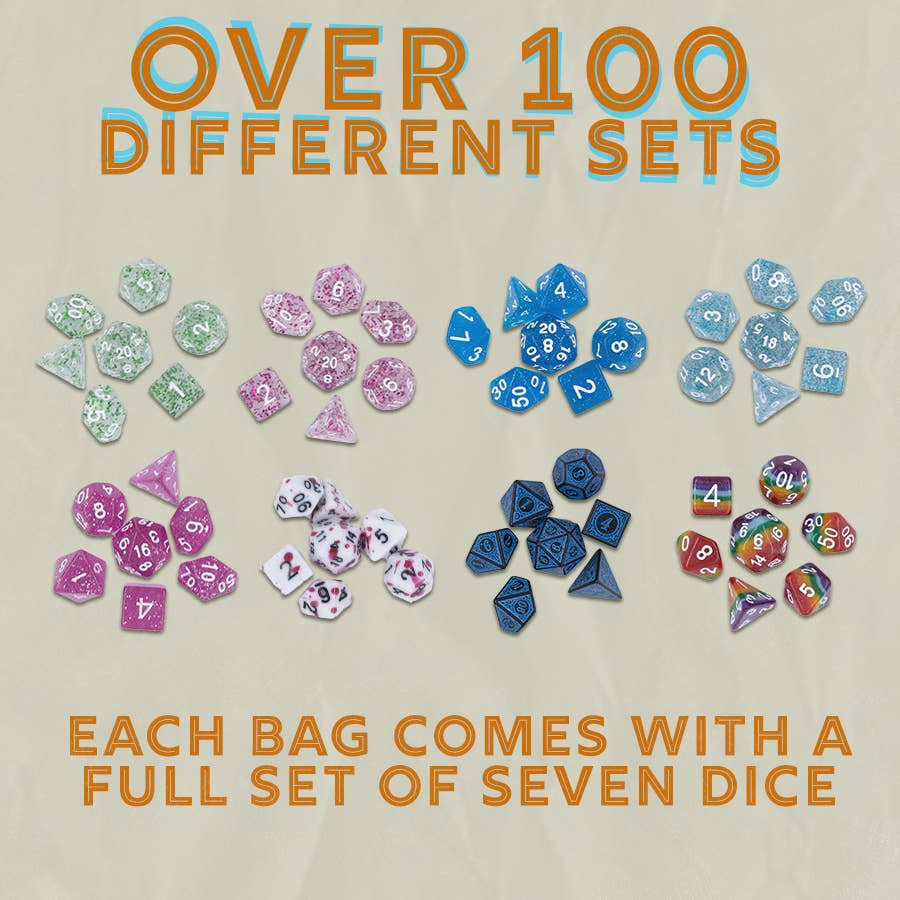 1985 Games - Mystery Dice - full set of 7 Polyhedral Dice