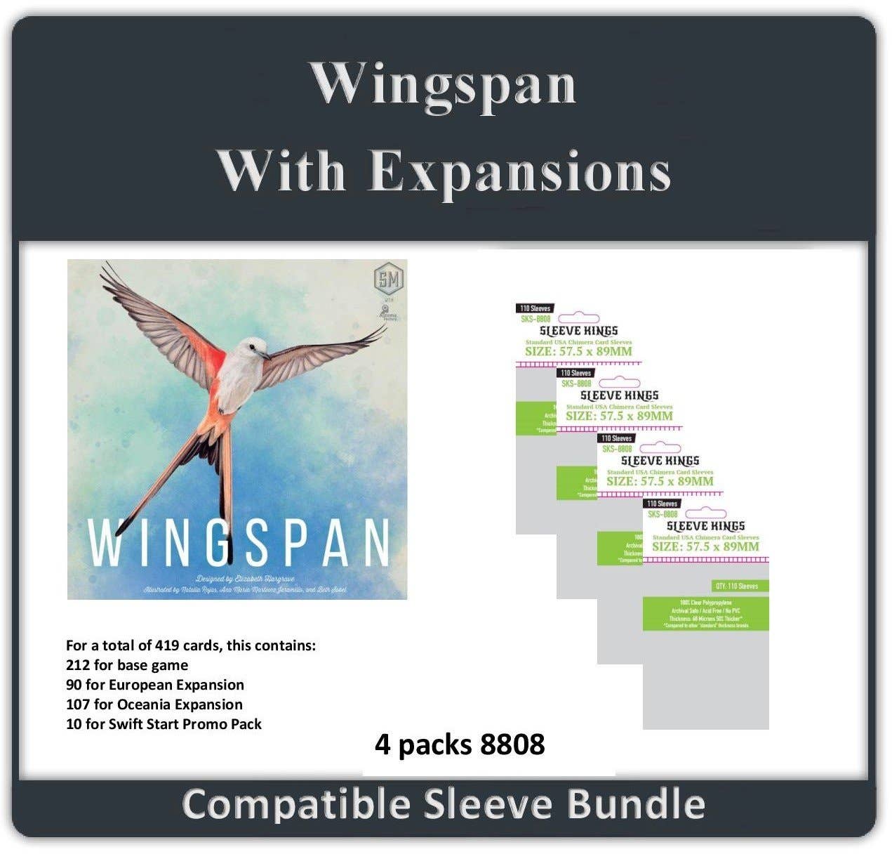 Mayday Games - "Wingspan + All Expansions" Sleeve Bundle (8808 X 4)
