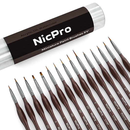 Nicpro 15 PCS Micro Fine Detail Paint Brush Set
