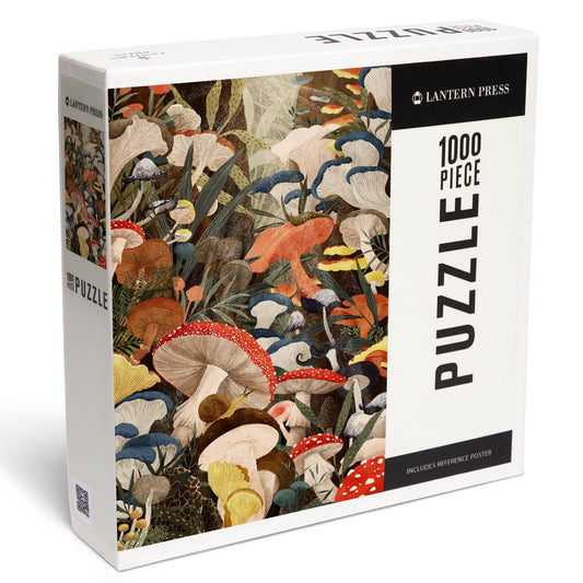 Lantern Press - 1000 PIECE PUZZLE Woodland Mushrooms Collage