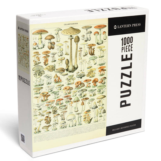 Lantern Press - 1000 PIECE PUZZLE Mushrooms, B, Vintage Bookplate