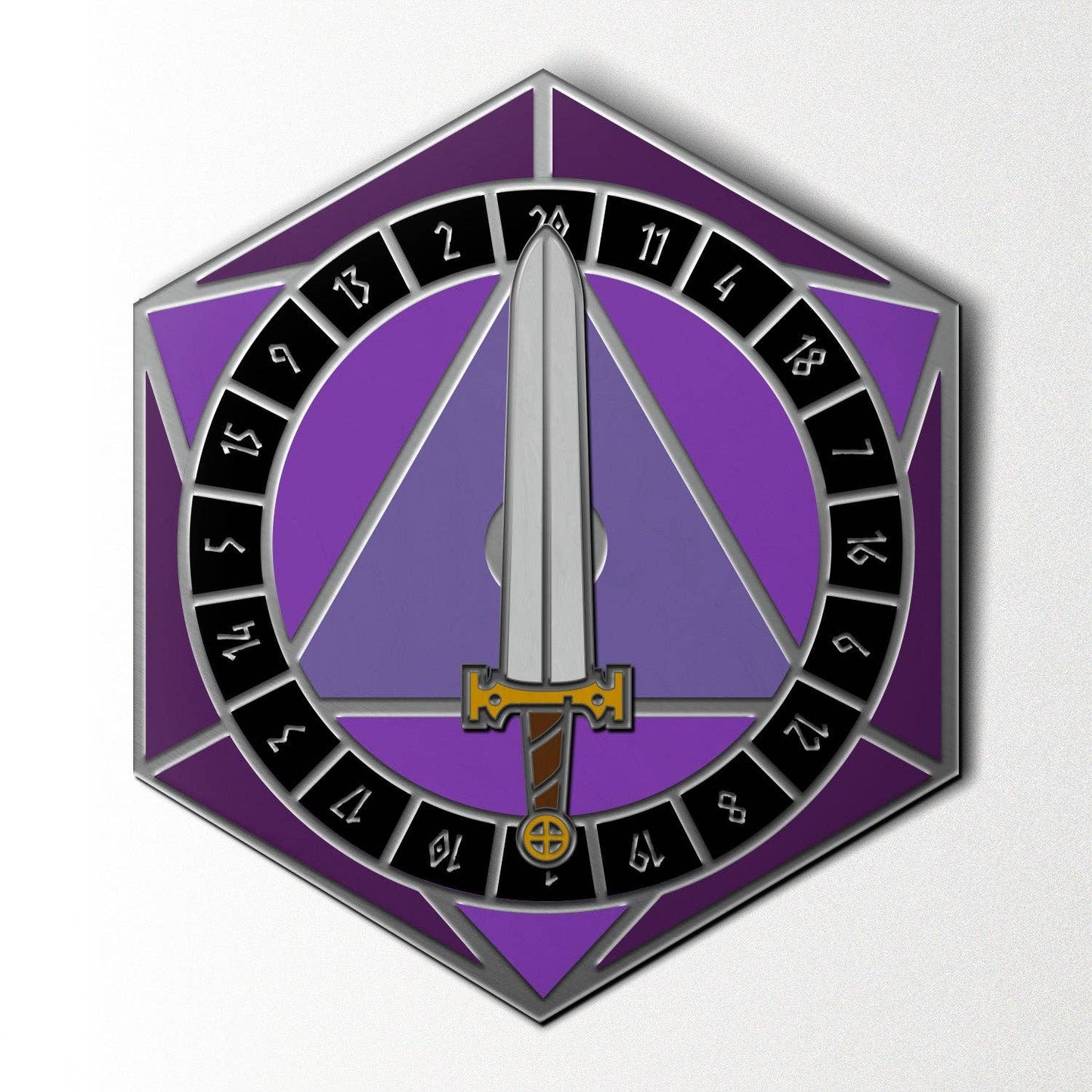 Norse Foundry - D20 Sword Spinner Pin - Hard Enamel Adventure Dice Pin Metal by Norse Foundry