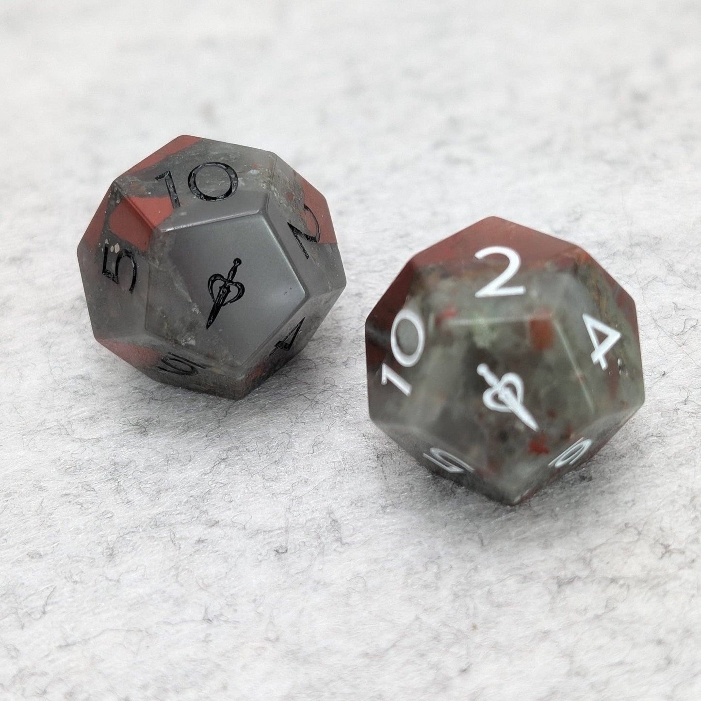 EBONWOOD - Blood Stone - 2pc Gemstone Duality Dice for Daggerheart