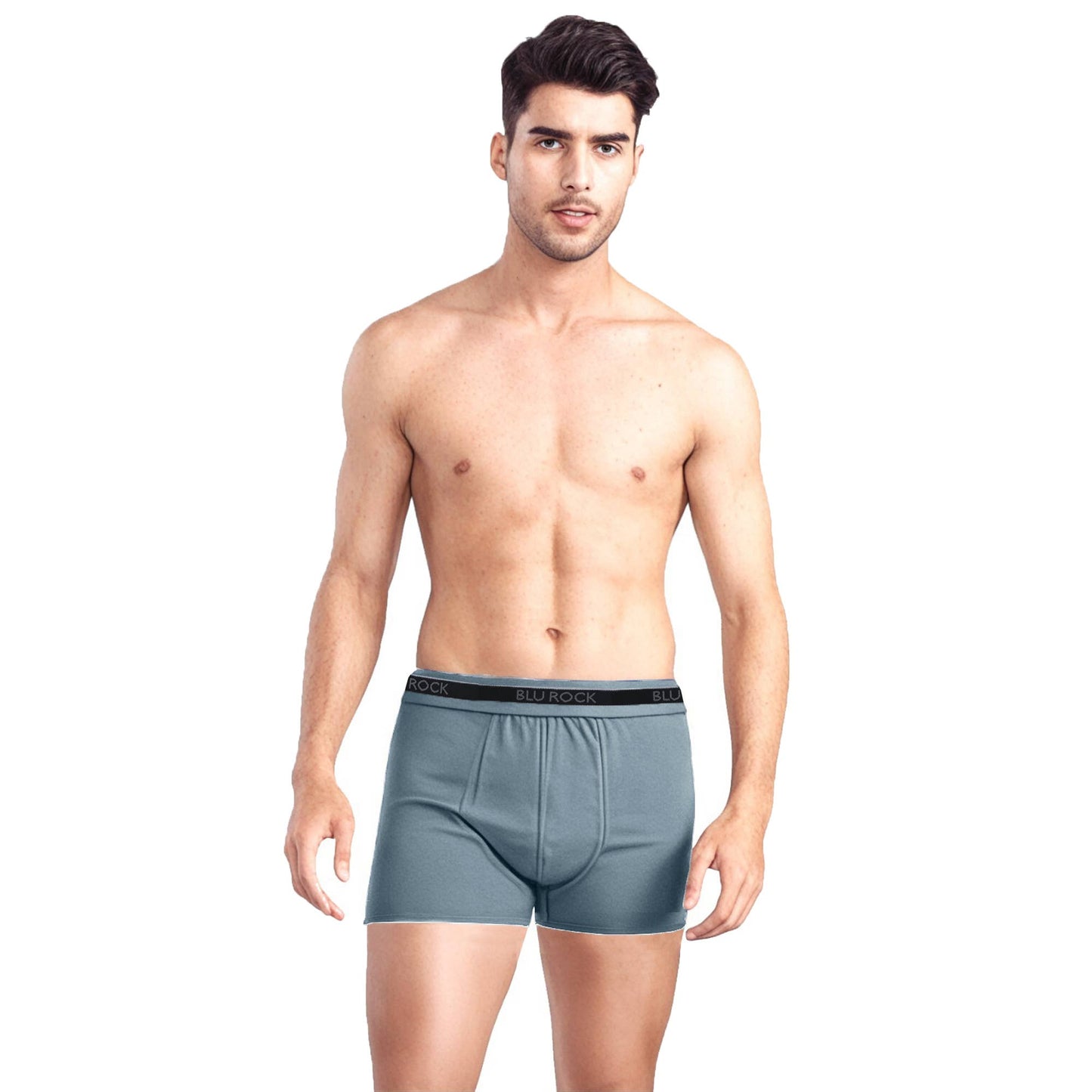 Galaxy By Harvic - Blu Rock  Men's Stretch Cotton Boxer Briefs (3 Pack)