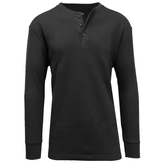 Galaxy By Harvic - Men's Long Sleeve Waffle-Knit Henley Thermals Shirts