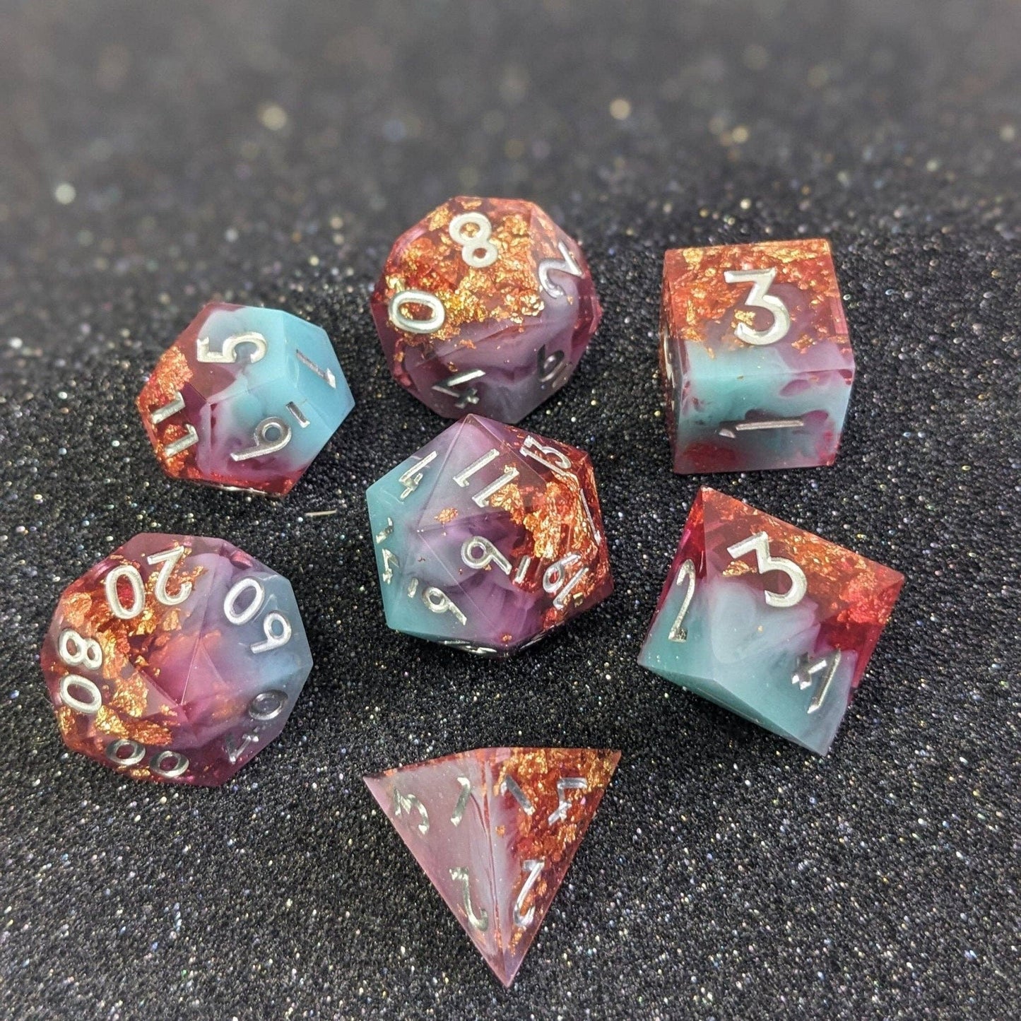 EBONWOOD - Celestial Frostglass 7-Piece Polyhedral Dice Set