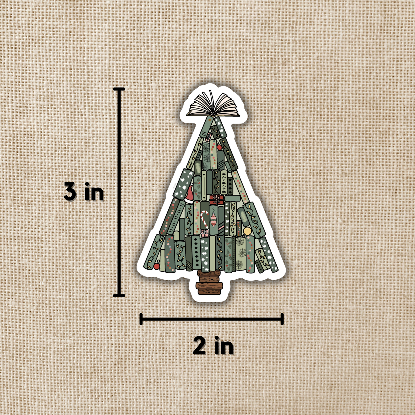 Kingdom of Threads - Book Christmas Tree Sticker, 3-inch