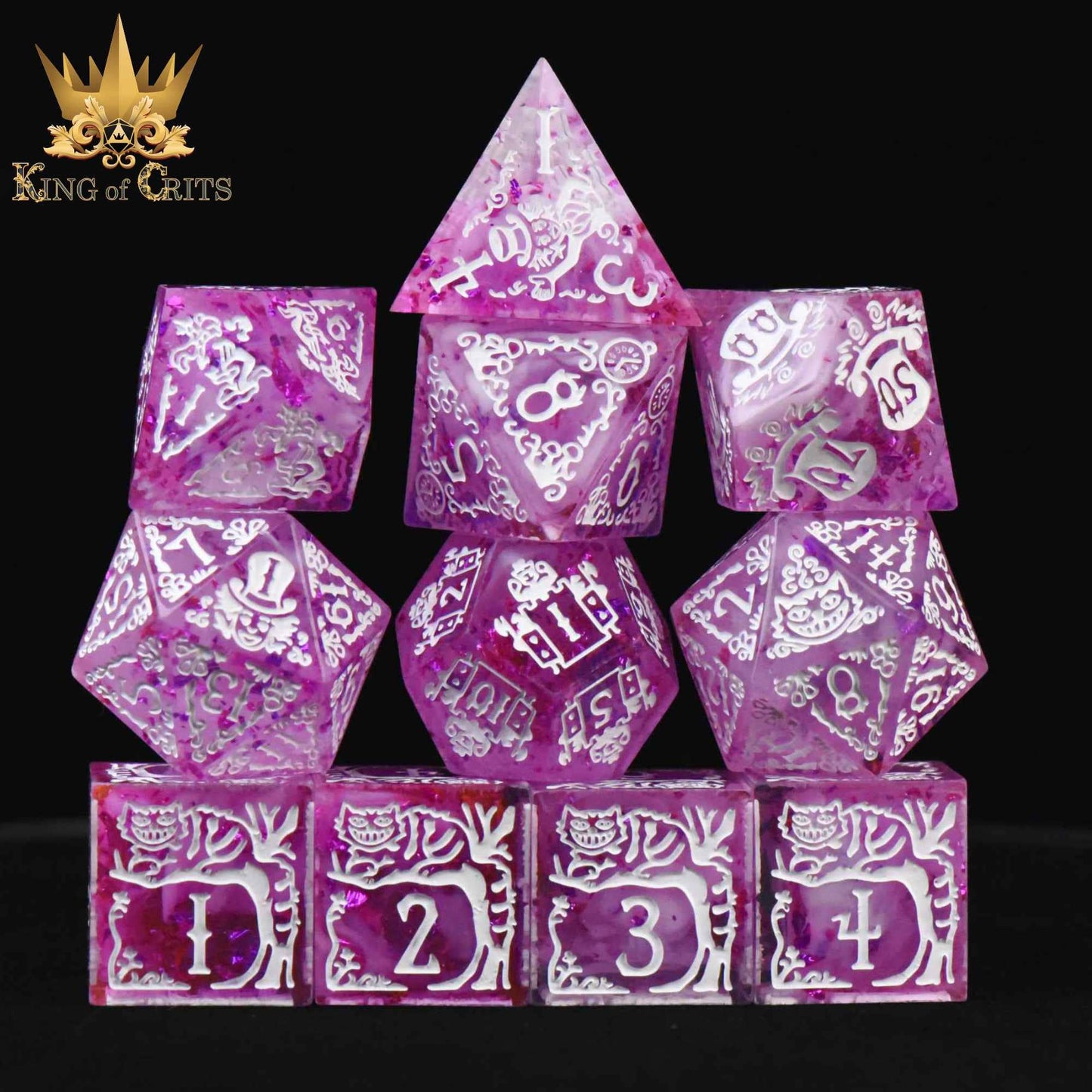 DNDDICE.COM - Alice's Wonderland 11 Dice Set with Gift Box (Sharp Edge)