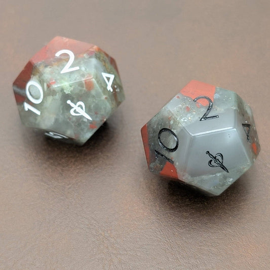 EBONWOOD - Blood Stone - 2pc Gemstone Duality Dice for Daggerheart