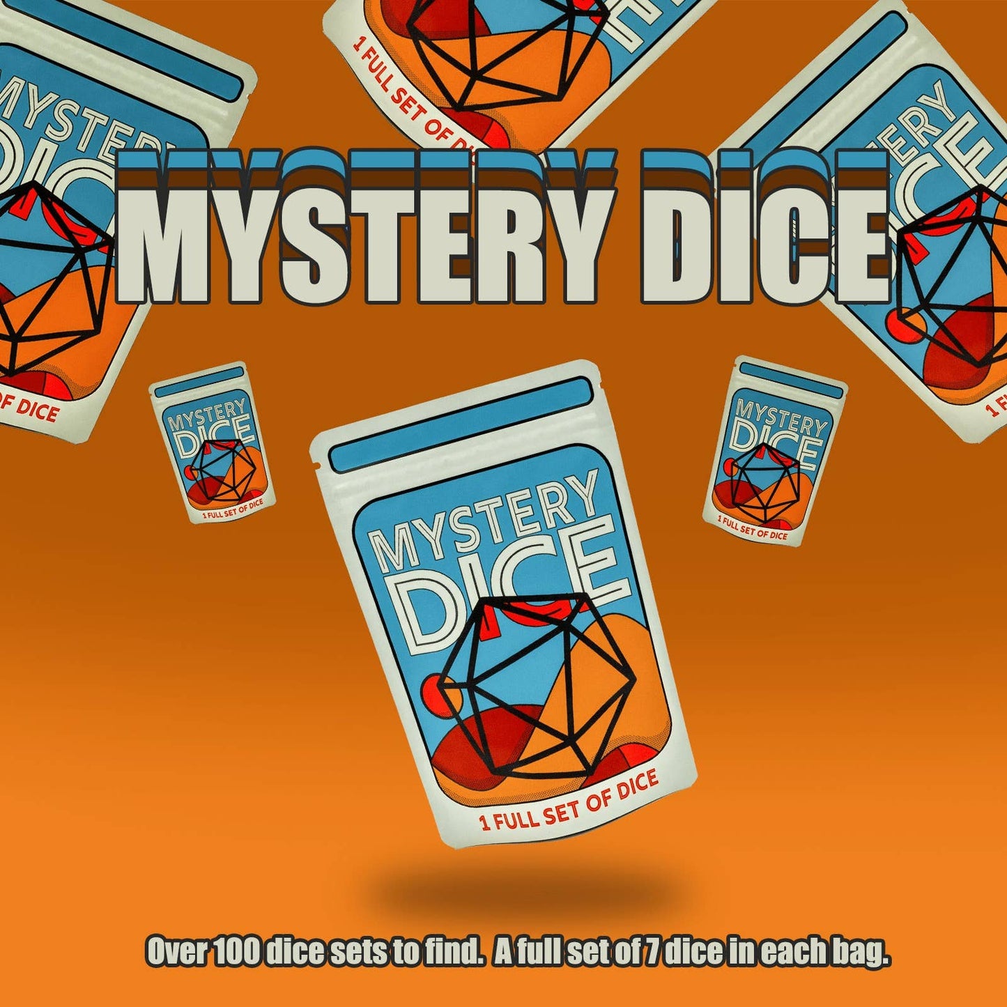 1985 Games - Mystery Dice - full set of 7 Polyhedral Dice