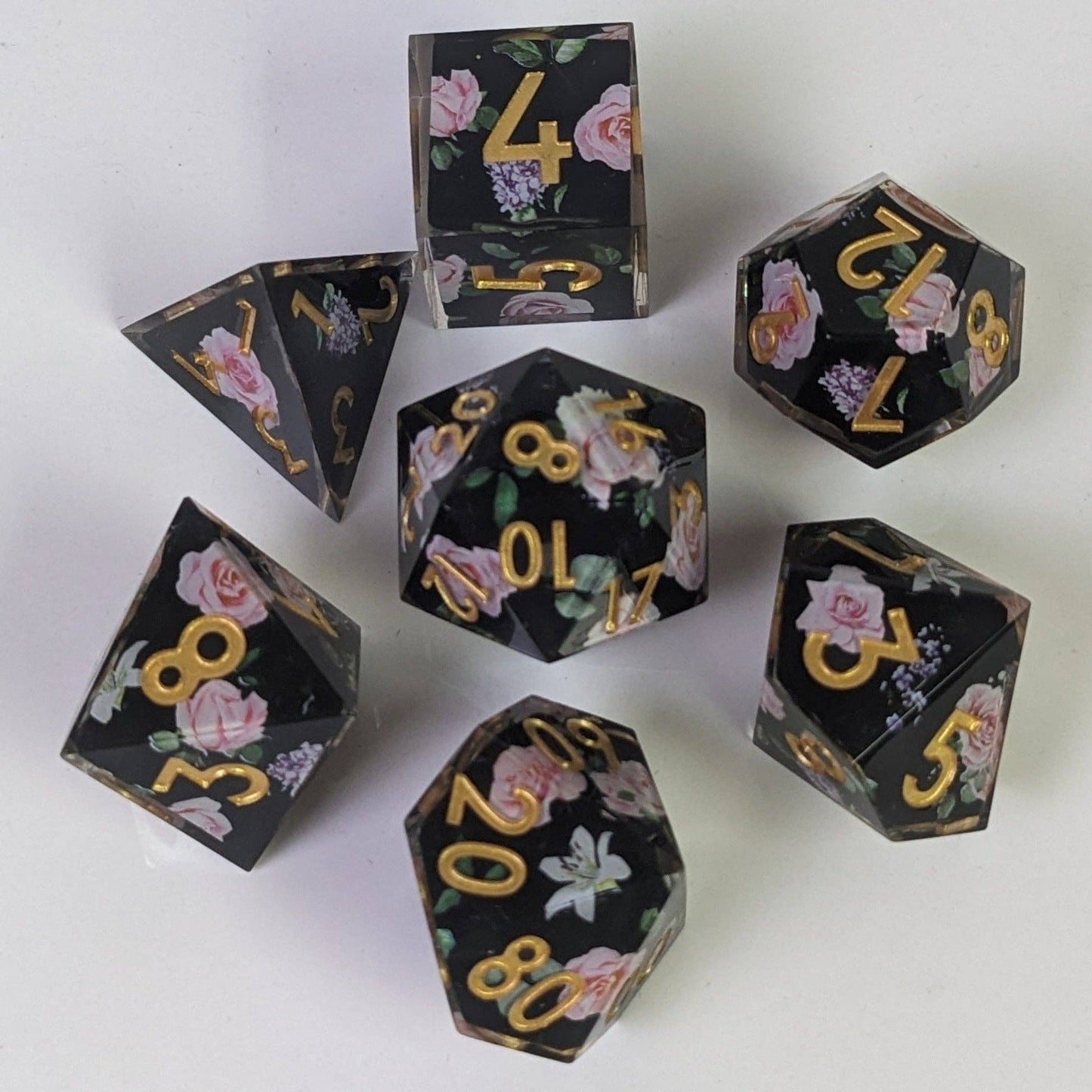 EBONWOOD - Knights Rose - 7 Piece Luxury DnD Dice Set