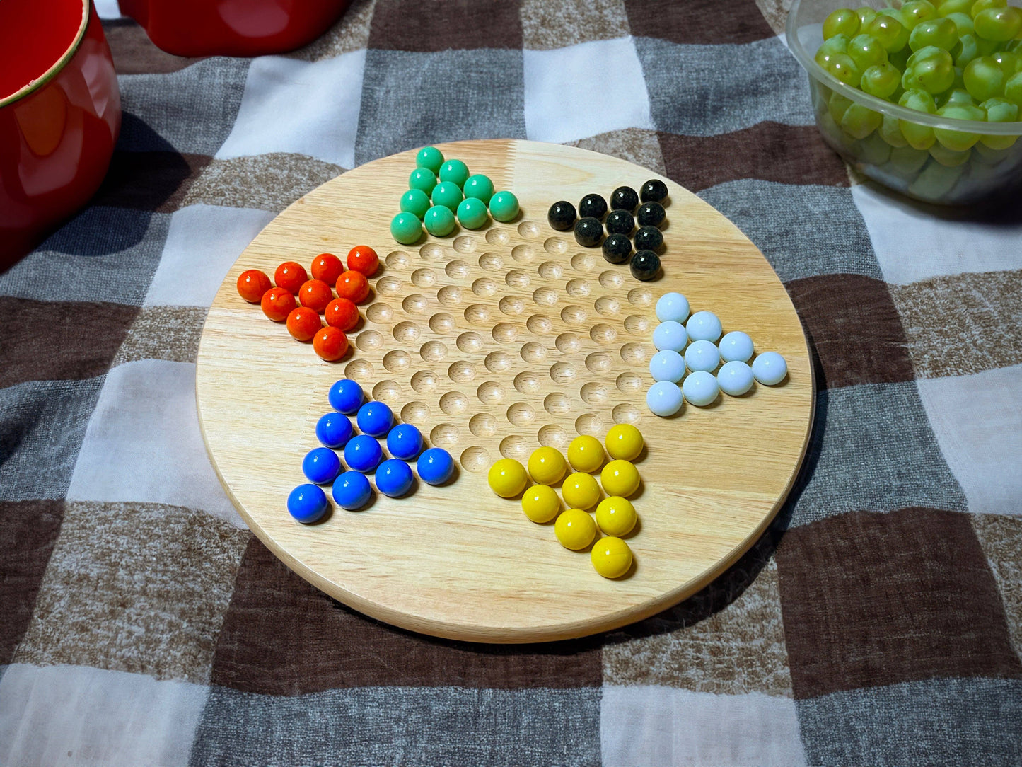 Wood Expressions - Wood Chinese Checkers Set with Glass Marbles - 11.5 Inch