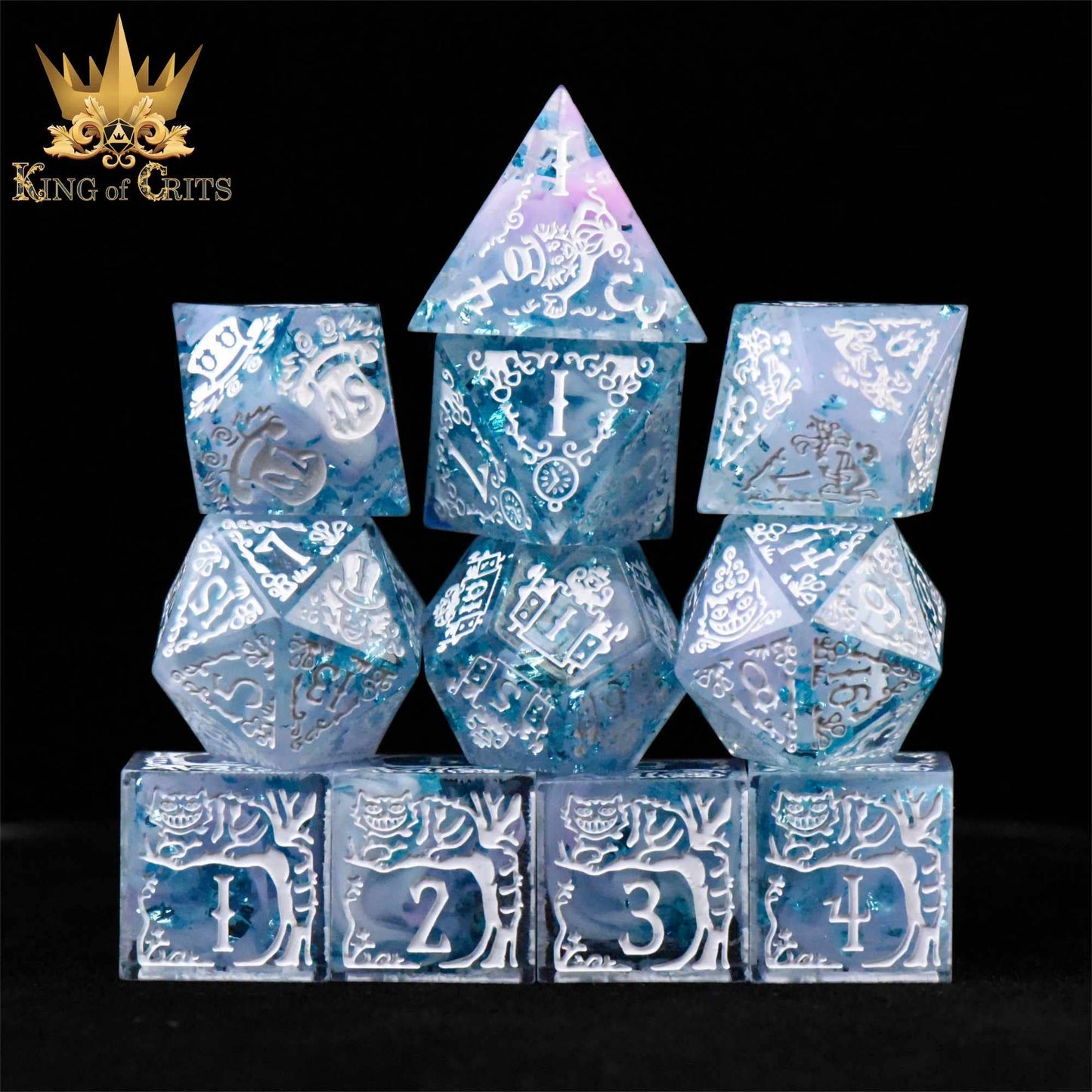 DNDDICE.COM - Alice's Wonderland 11 Dice Set with Gift Box (Sharp Edge)