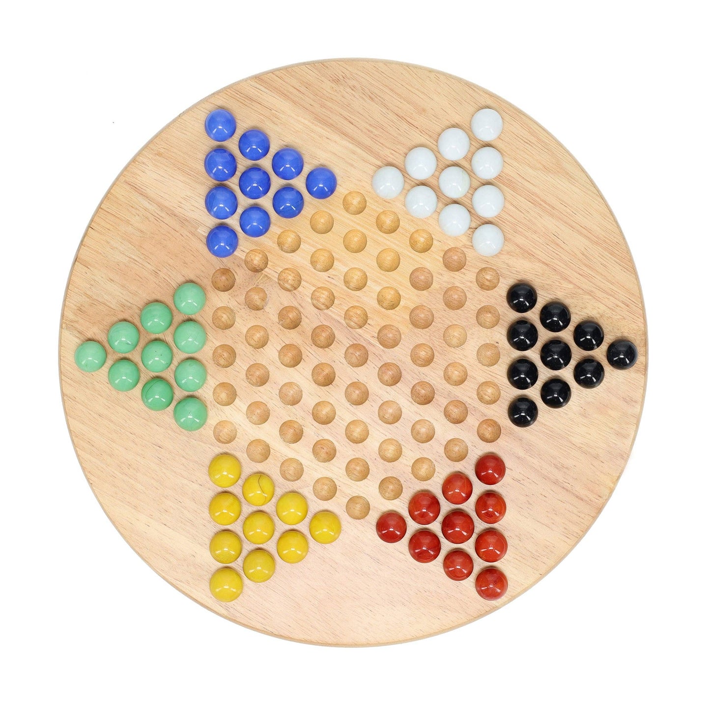 Wood Expressions - Wood Chinese Checkers Set with Glass Marbles - 11.5 Inch