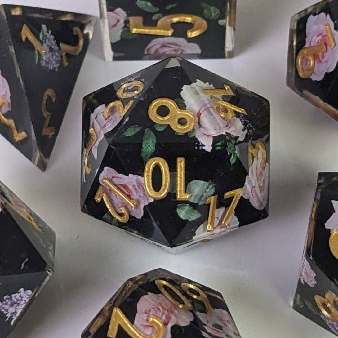 EBONWOOD - Knights Rose - 7 Piece Luxury DnD Dice Set
