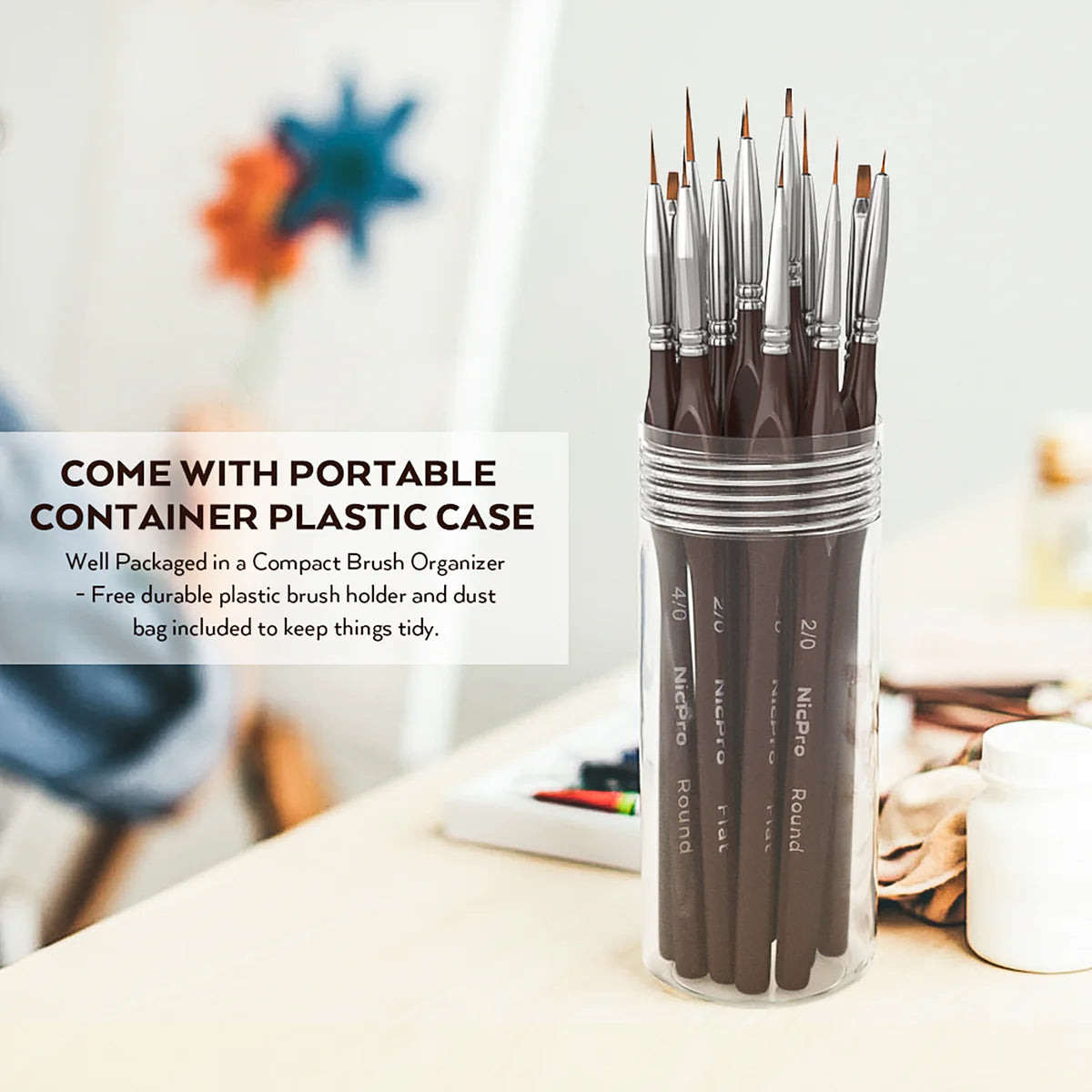 Nicpro 15 PCS Micro Fine Detail Paint Brush Set