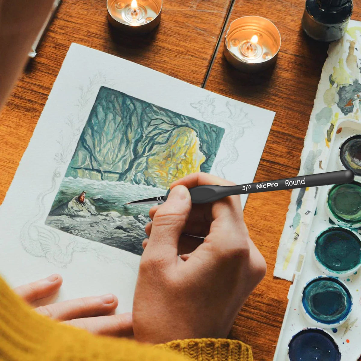 NicPro Miniature Paint Brushes XV 15 Pack