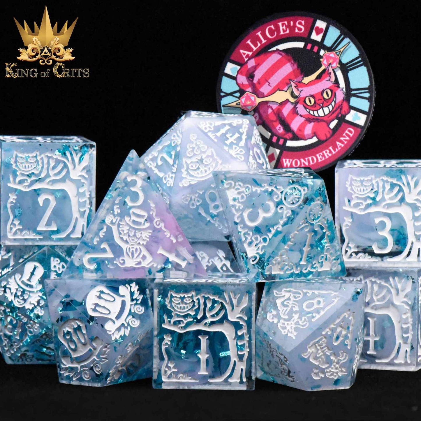DNDDICE.COM - Alice's Wonderland 11 Dice Set with Gift Box (Sharp Edge)