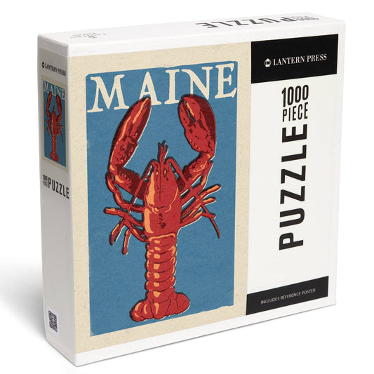 Lantern Press - 1000 PIECE PUZZLE Maine Lobster Woodblock