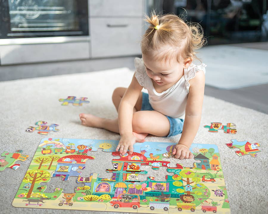 Outset Games and Cobble Hill Puzzles - Friendly Neighbors (35pc) Floor Puzzle - Ages 3+