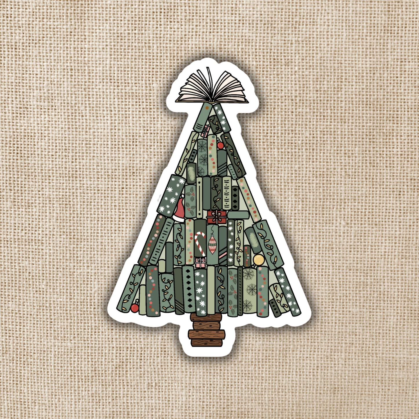 Kingdom of Threads - Book Christmas Tree Sticker, 3-inch