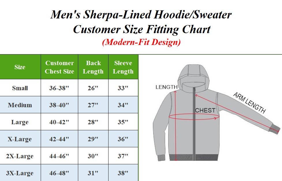 Galaxy By Harvic - Men's Sherpa-Lined Full Zip Hoodie (Sizes, S to 3XL)