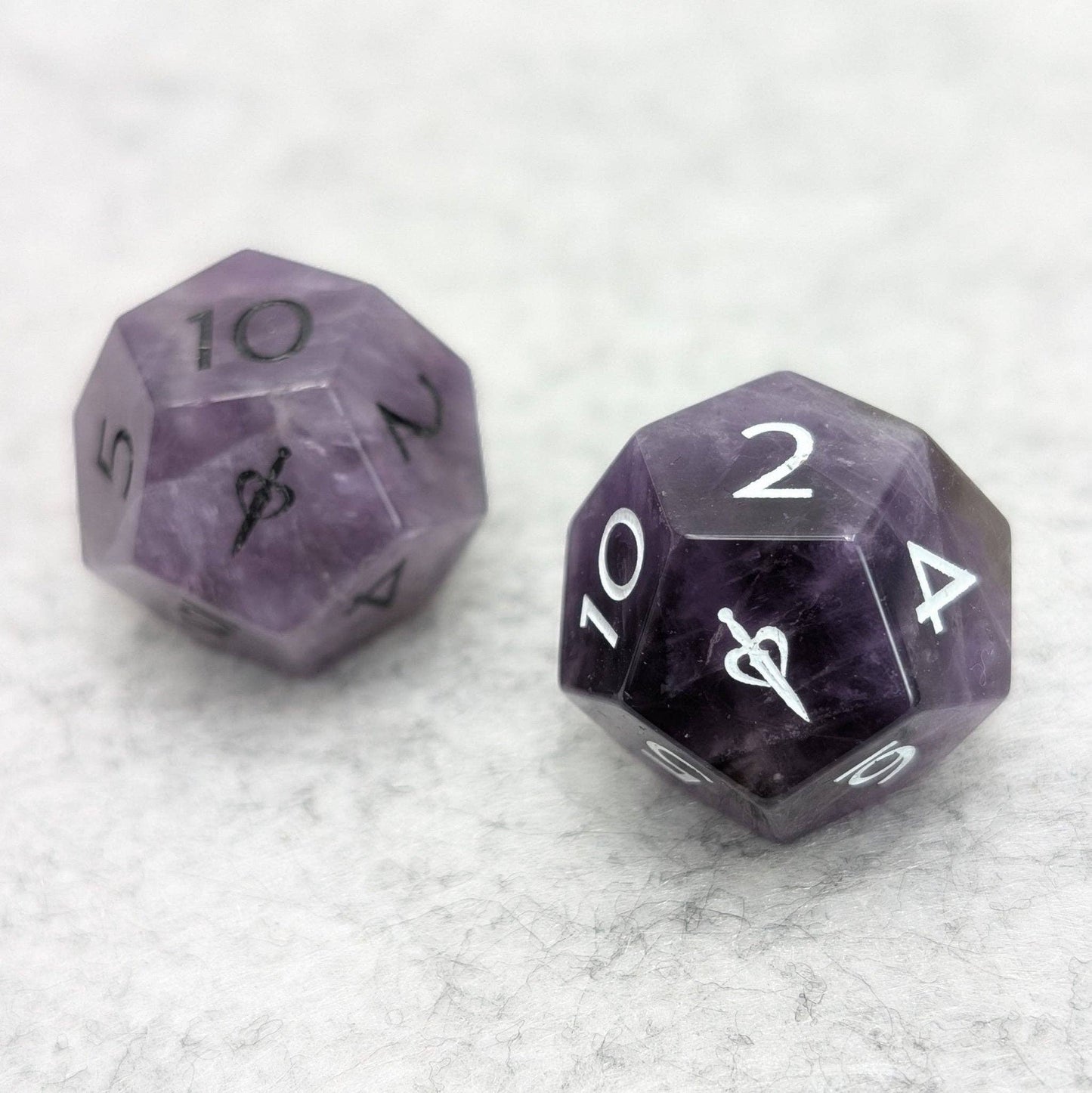 EBONWOOD - Amethyst - 2pc Gemstone Duality Dice for Daggerheart