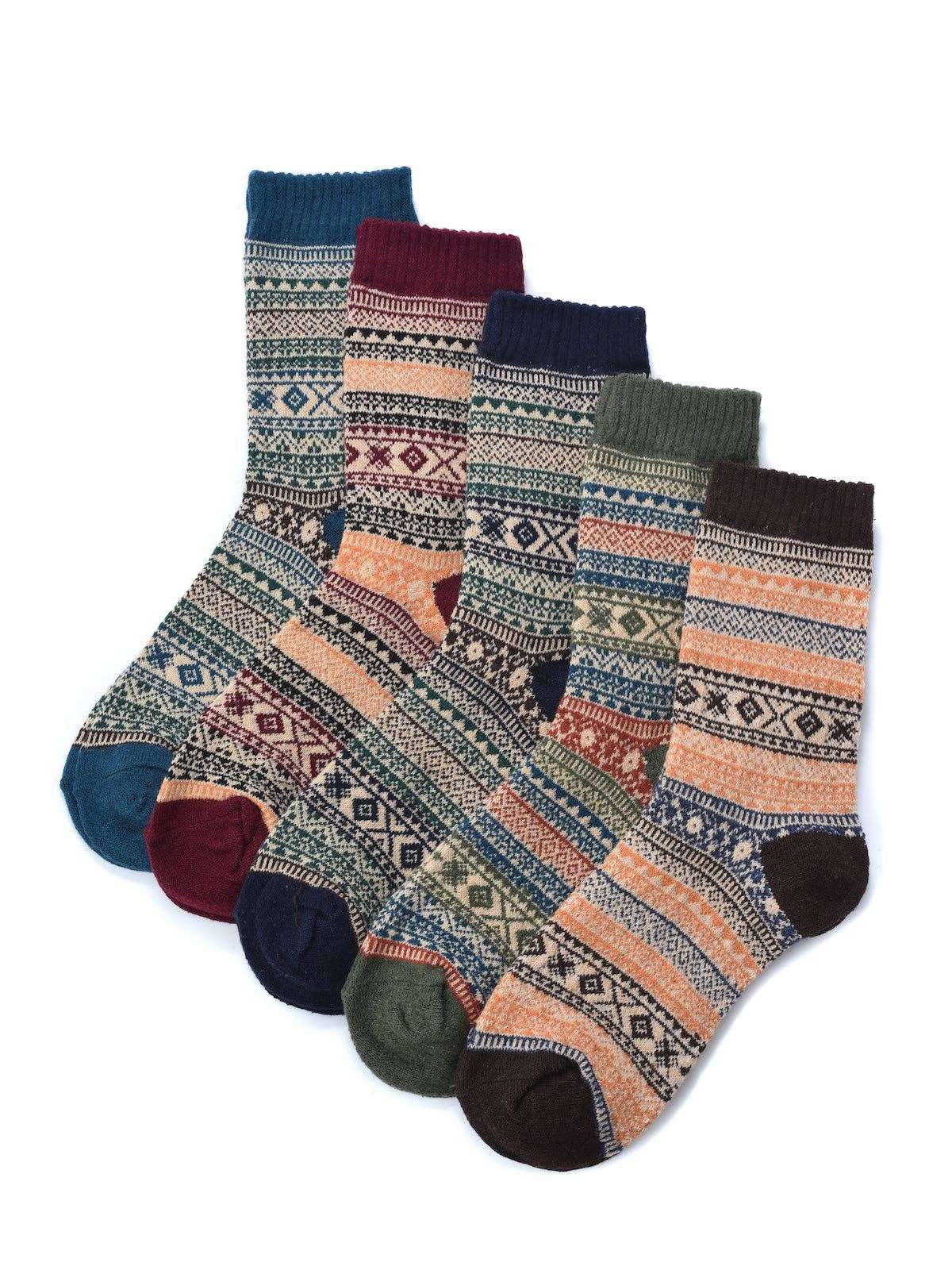 Funkyrel® Atzbranding Limited - Rufia - 5 Pairs Unisex Bohemian Wool Blend Socks