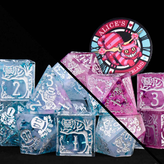 DNDDICE.COM - Alice's Wonderland 11 Dice Set with Gift Box (Sharp Edge)