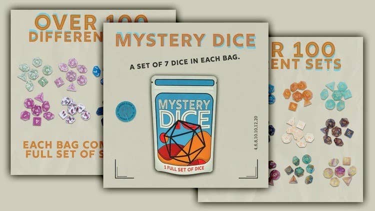 1985 Games - Mystery Dice - full set of 7 Polyhedral Dice