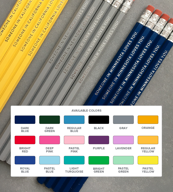 Huckleberry Letterpress - Custom Foil Stamped Pencils - Loose Pencils