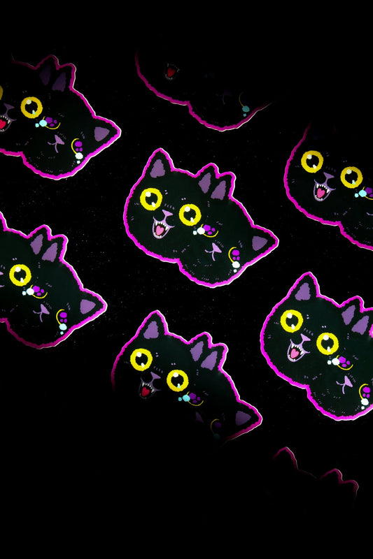 Conjoined Cat Vinyl Sticker