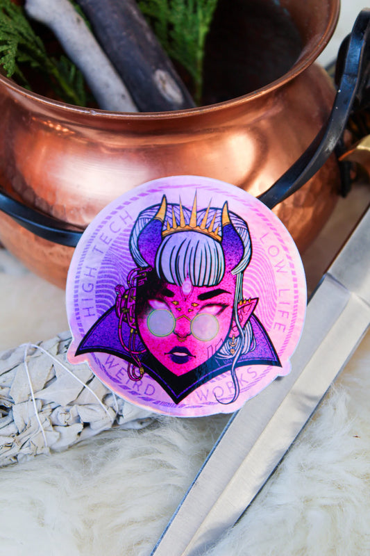 Cyberpunk Warlock Holographic Sticker