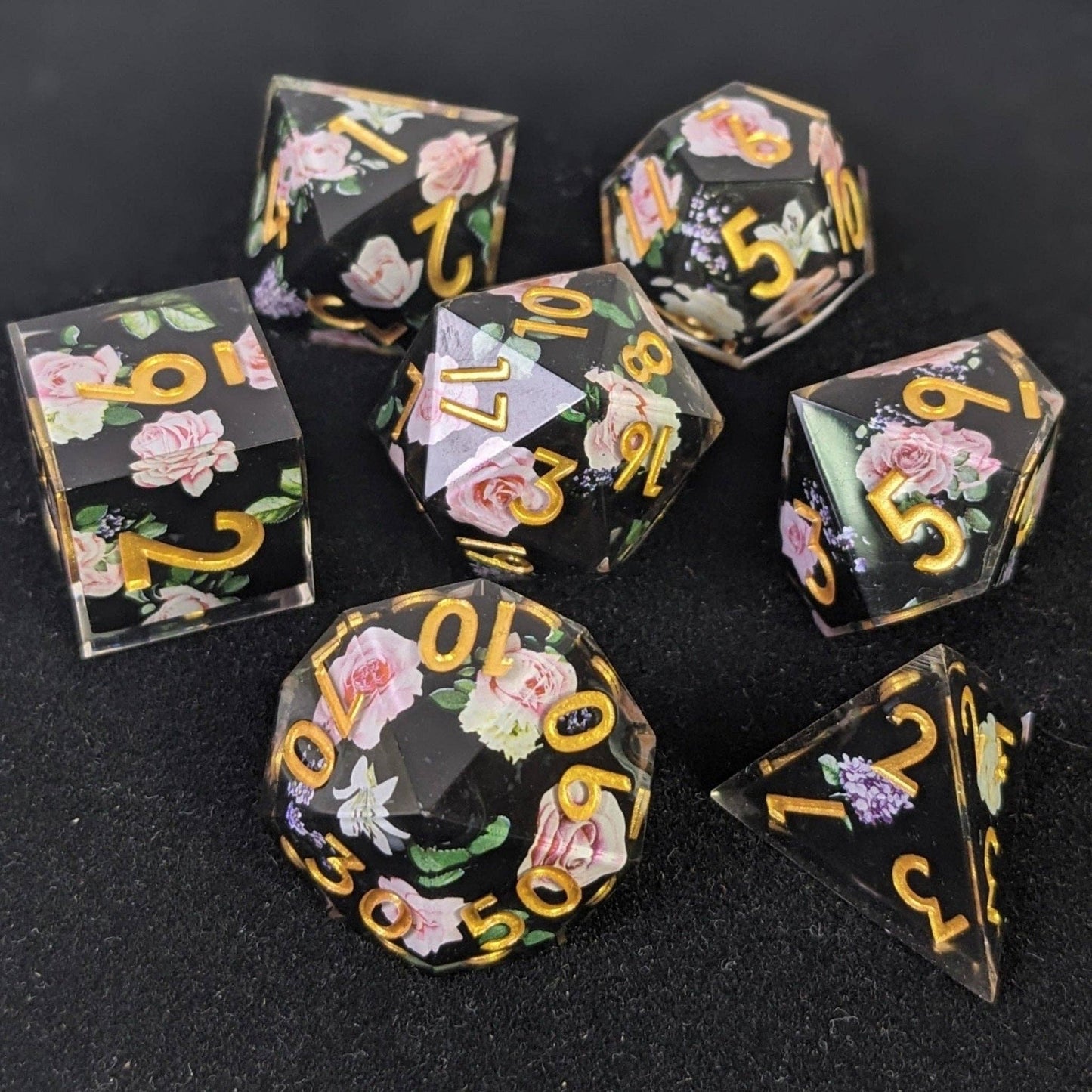 EBONWOOD - Knights Rose - 7 Piece Luxury DnD Dice Set